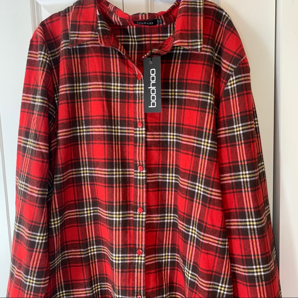 NWT Plaid Button Down Dress